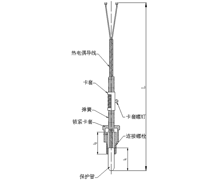 压簧固定式热电偶产品结构